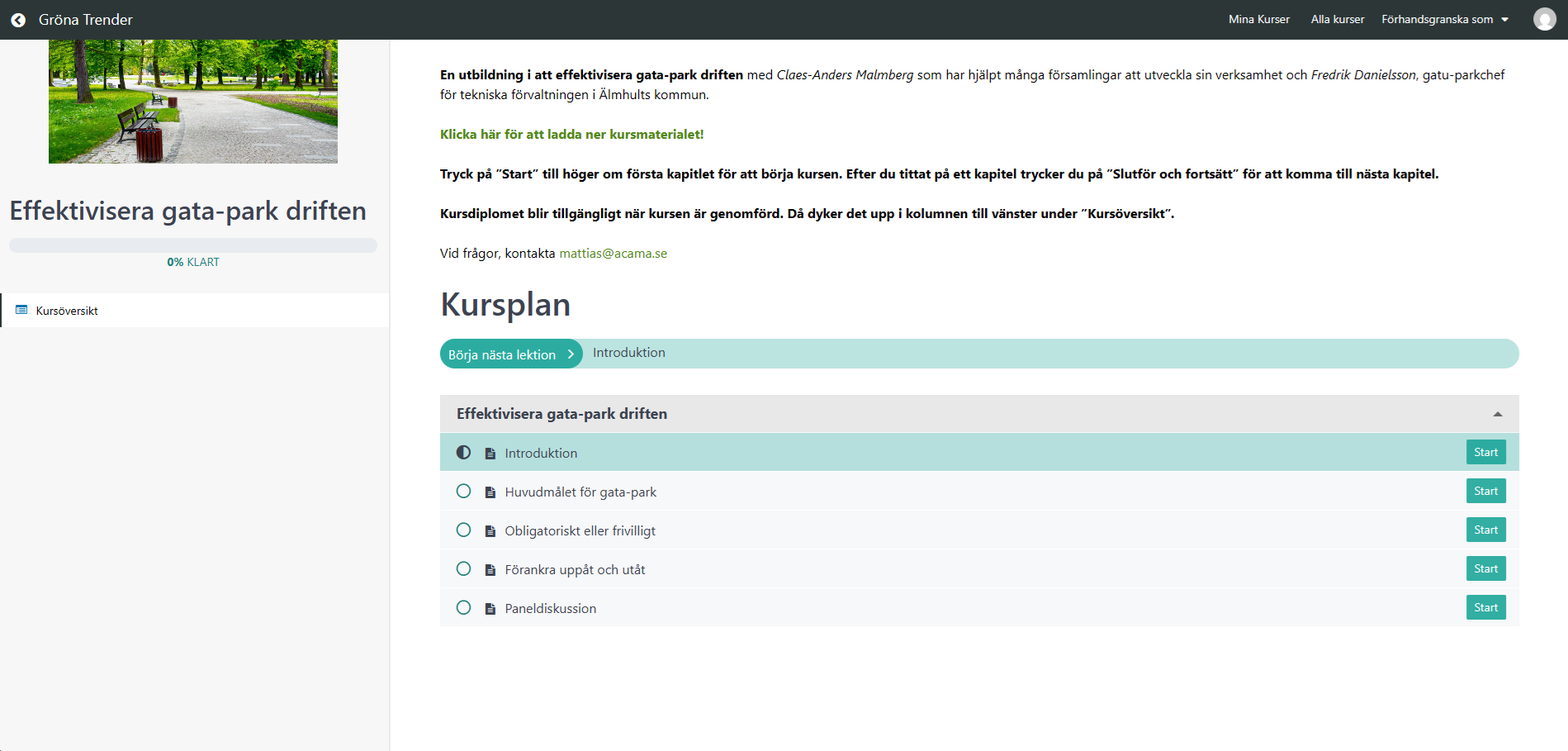 Kursens innehåll